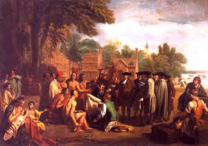 Benjamin West's painting of Penn Treaty Park